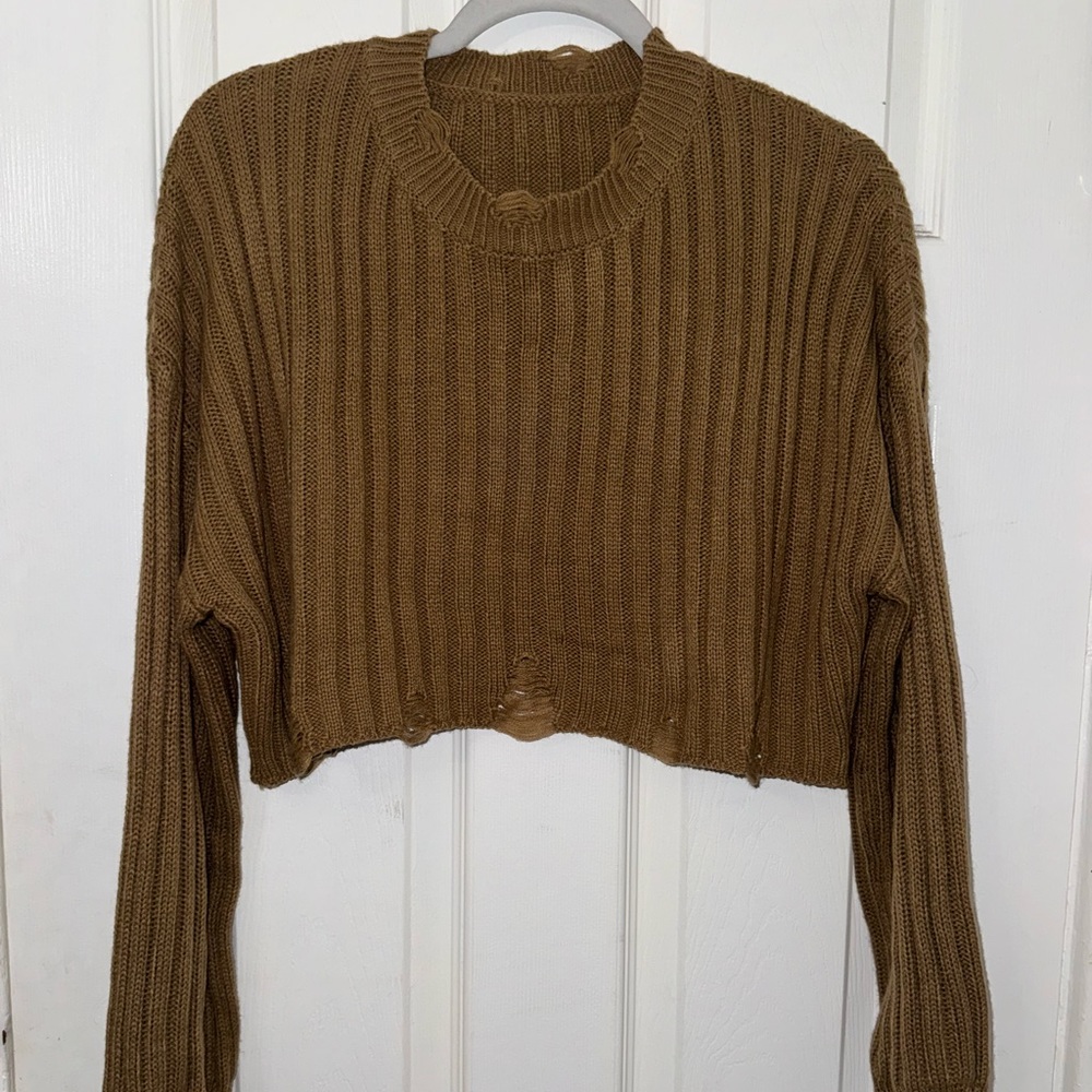 SHEIN medium brown cropped sweater
